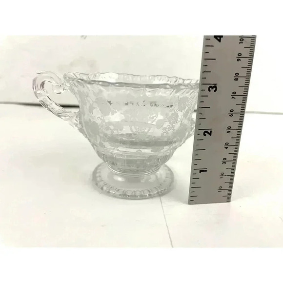 VTG Cambridge Rose Point Divided Dish Sugar and Creamer Etched Clear Glass - Picture 10 of 13
